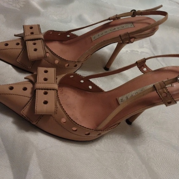 Pura Lopez Womens Dressy Slingback Pink Pointy Toe Mid Heel Sandal Pumps 38.5 C - Picture 6 of 6